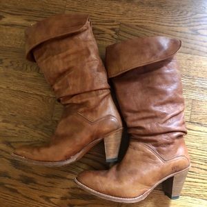 Frye Dorado Slouch Leather Boots Saddle Brown 8.5